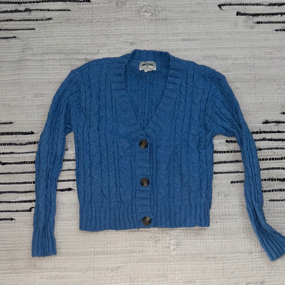 American Eagle Outfitters Blue Cable Knit Cardigan